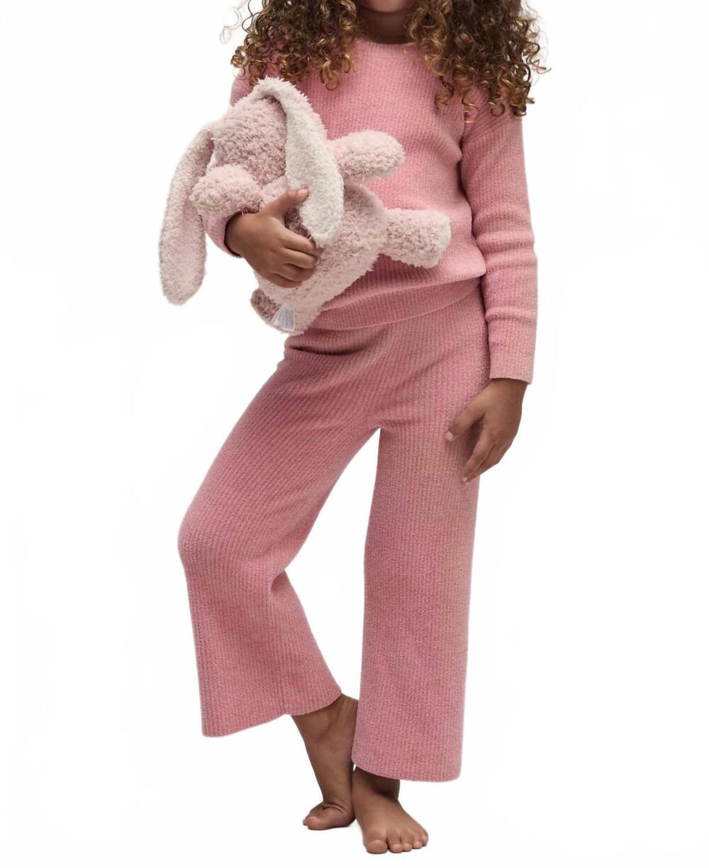 NEW BAREFOOT DREAMS toddler rib wide leg pant in pink rose